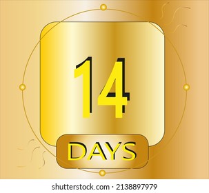 14 days. gold plate vector for event count