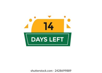 14 days left countdown to go one time,  background template 14 days left, countdown sticker left banner business,sale, label button,
