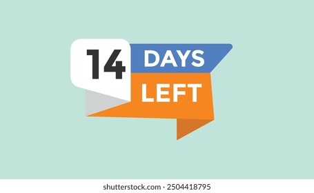 14 days left Countdown number banner templates. time icon. Vector Illustration 

