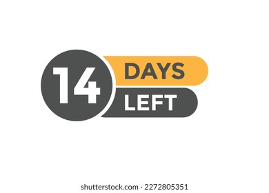 14 days Left countdown template. 14 day Countdown left banner label button eps 10