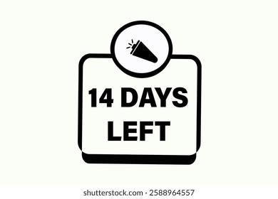 14 days left, sale countdown vector symbol, clock, time,  background, template 14 days left go, countdown, sticker, left banner, business, sale, label button
