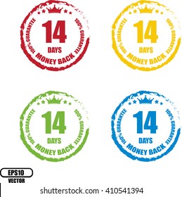 14 days Money back, Button, label and sign - Vector illustration