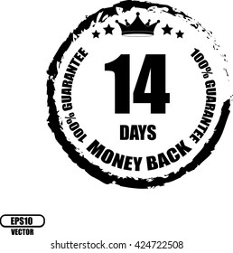 14 days Money back, Button, label and sign - Vector illustration