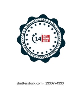 14 days money back sign. modern sticker,label,banner.