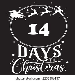 14 Tage bis Weihnachten, einfaches schwarzes Logo mit weißen Mustern 