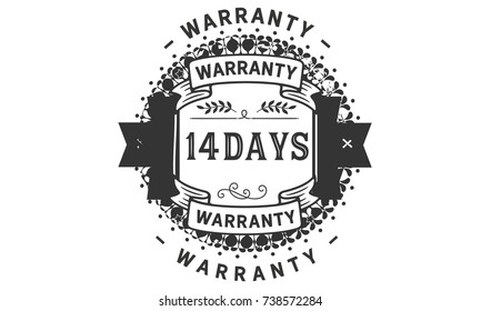 14 days warranty icon vintage rubber stamp guarantee