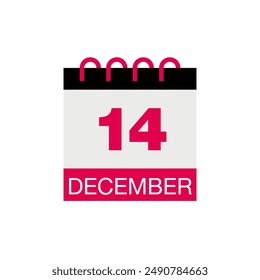 14 december calendar date icon vector eps