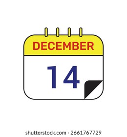 14 december calendar icon vector illustration design