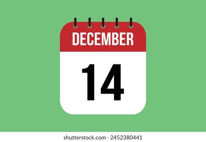 14 December Calendar. December Calendar Vector .