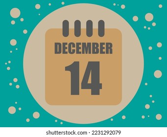 14 december calendar vector. Calendar icon for the month of December with circle. Banner for holidays and commemorative dates