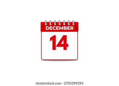 14 Dezember Monat einzelne Tag Vektor, Illustration, Kalender mit schwarz-weißer Farbe Hintergrund Kalender Symbol vom Dezember 14