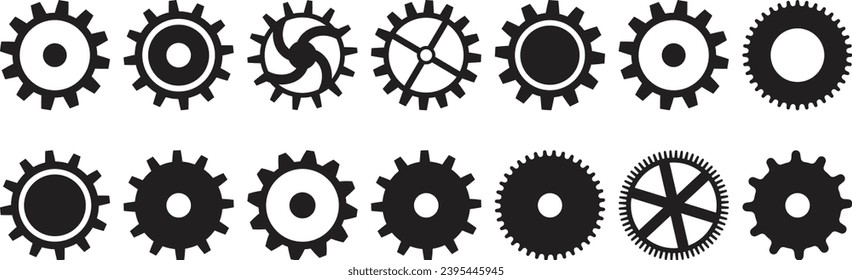 14 different types of gear or cog in vector format