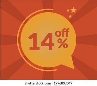 14% descuento en el arte de globos flotantes. Banner de descuento vectorizado