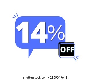 14 % Rabatt bei blauem 3D-Gedanken-Blasendesign 