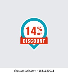 14 descuento, distintivos de vectores de venta para etiquetas, , pegatinas, banners, etiquetas, etiquetas, etiquetas web, nueva oferta. Banner de signo de origami de descuento