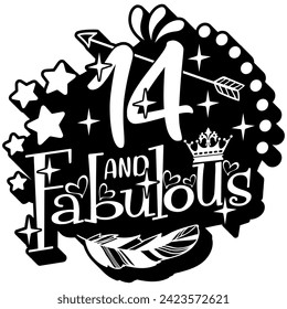 14 and fabulous black vector graphic design and cut file