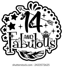 14 and fabulous black vector graphic design and cut file