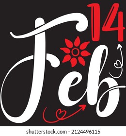 14 feb T-Shirt Design, Vektordatei.