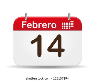 14 febrero calendar,ValentineÃ?Â´s day.