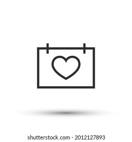 14 february calendar date icon vector element for trendy design. Simple pictogram for mobile concept and web apps. Vector line Valentine's day icon isolated on a white background.
