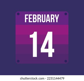 14 february calendar date. Calendar icon for february. Banner for holidays and special dates