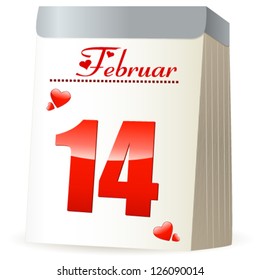 14 february calendar with hearts - vector illustration