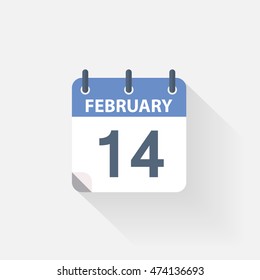 14 february calendar icon on grey background