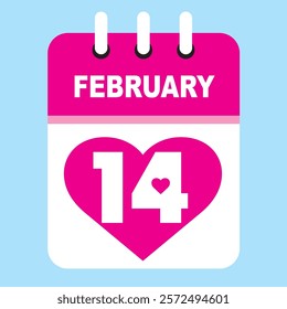 14 February calendar icon, vector illustration