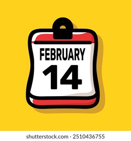 14 february calender color icon page year concept. number date text design.