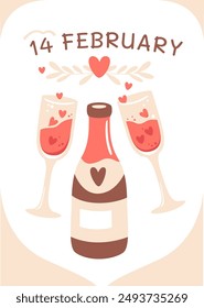 14 February Card Vector Illustration