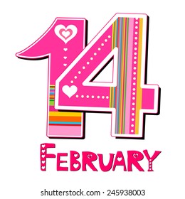 14 February. Celebration background with heart and place for your text. Vector Illustration