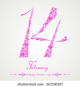 14 February. Celebration background with heart and place for your text. Vector Illustration