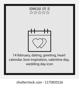 14 february, dating  line icon