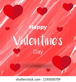 14 February Happy Valentine's day card with hearts.
