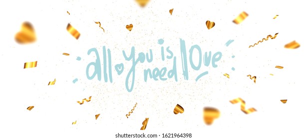 14 February Happy Valentines Day background composition with 3d love hearts for trendy banner, placard, poster or greeting card. Vector illustration