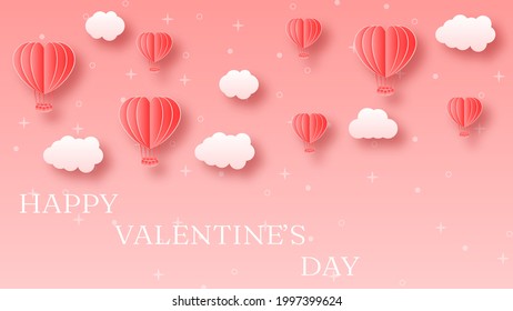 14 February Happy Valentine's Day Greeting Hearts Gifts Baloons Background. Romantic Love Vector Design Banner Party Invitation Template