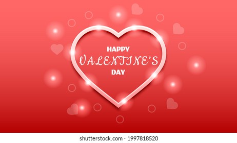 14 February Happy Valentine's Day Greeting Heart Shadow Background. Romantic Love Vector Design Banner Party Invitation Template