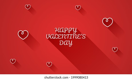 14 February Happy Valentine's Day Greeting Hearts Shadow Background. Romantic Love Vector Design Banner Party Invitation Template