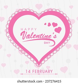 14 February, Happy Valentine's Day celebration greeting card with pink hearts.
