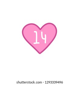 14 February heart doodle icon