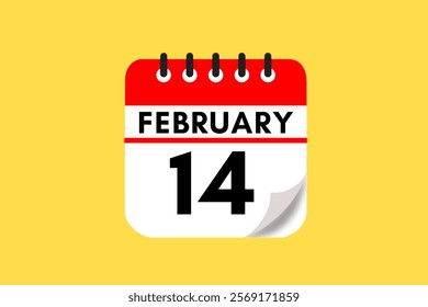 14 February month single day vector, illustration, calendar with maroon, rose and white color background calendar February 14