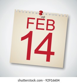 14 February on Note Paper Vector