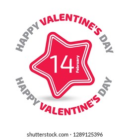 14 February Valentine Day vector icon on the white background