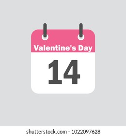 14 February, Valentine's Day, Calendar Icon