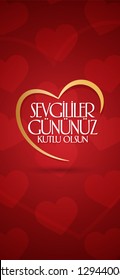 14 February Valentine's Day Celebration (Turkish - 14 Subat Sevgililer Gununuz Kutlu Olsun) wishes, billboard, social media card design.