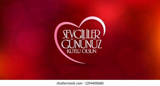 14 February Valentine's Day Celebration (Turkish - 14 Subat Sevgililer Gununuz Kutlu Olsun) wishes, billboard, social media card design.