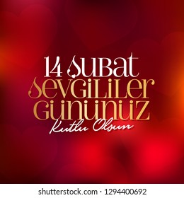 14 February Valentine's Day Celebration (Turkish - 14 Subat Sevgililer Gununuz Kutlu Olsun) wishes, billboard, social media card design.
