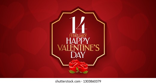 14 February Valentine's Day Celebration (Turkish - 14 Subat Sevgililer Gununuz Kutlu Olsun) wishes, billboard, social media card design. - Shutterstock ID 1303860379
