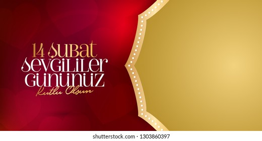 14 February Valentine's Day Celebration (Turkish - 14 Subat Sevgililer Gununuz Kutlu Olsun) wishes, billboard, social media card design.