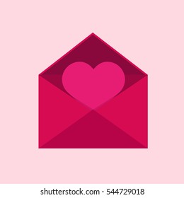 14 february. Valentine's Day. Envelope. Vector illustration. 